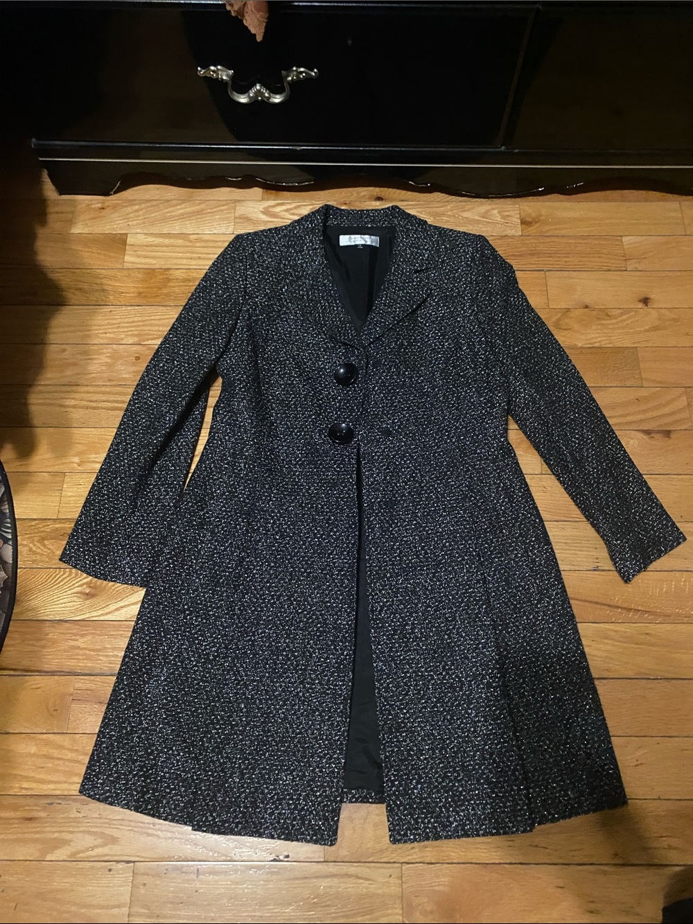 Womens Black Tweed Long Coat